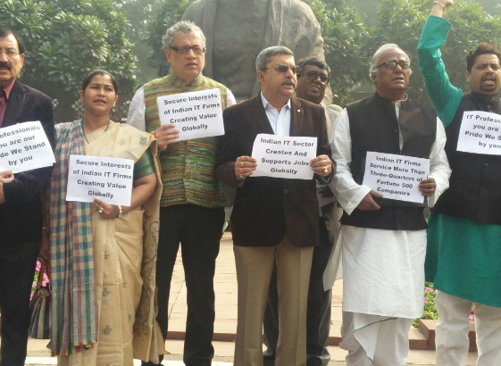 H-1B visa row: TMC MPs demonstrate outside Parliament