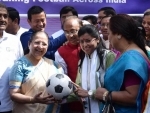 Lok Sabha Speaker presents footballs to Members of Parliament