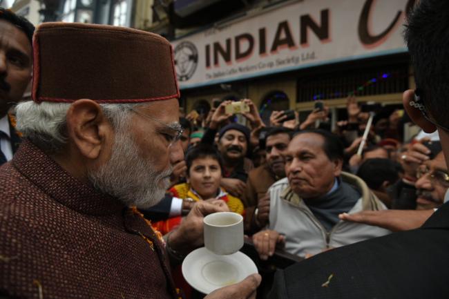 Narendra Modi enjoys coffee at Indian Coffee House in Shimla