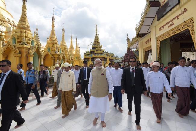 Narendra Modi visits Shwedagon Pagoda in Myanmar
