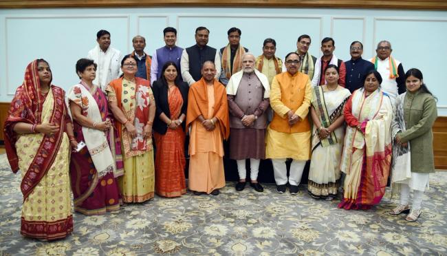 Narendra Modi meets UP Chief Minister Yogi Adityanath, newly elected mayors 