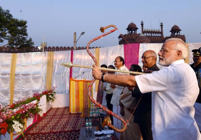 PM Modi attends Dussehra celebrations near Red Fort, encourages people to contribute positively for nation