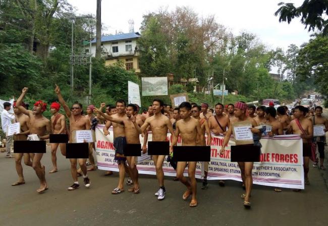 24 tribal organizations stage naked protest in Karbi Anglong