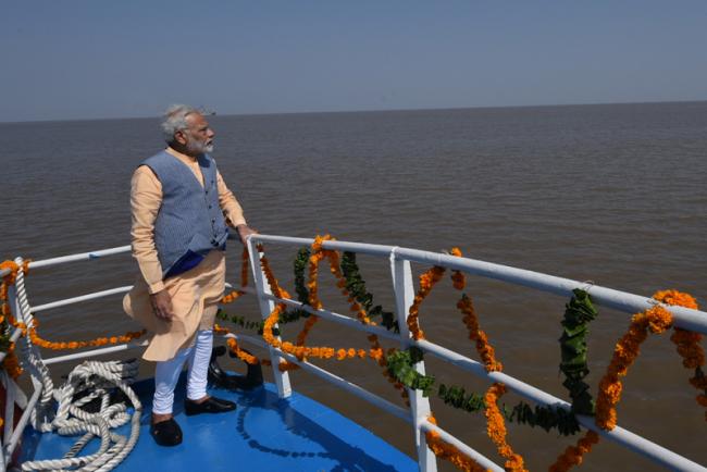 PM Modi inaugurates Phase 1 of RO RO Ferry Service between Ghogha and Dahej