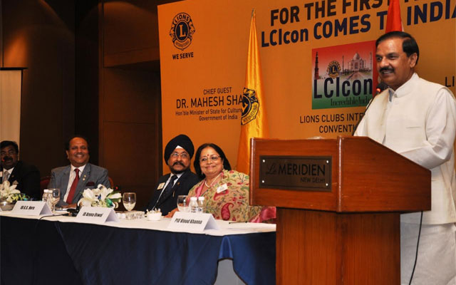 Minister of State for Culture and Tourism Dr Mahesh Sharma speaking in the event to announce the LCIcon 2022 being held 1st time in India