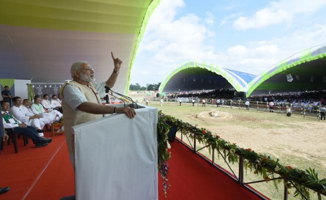 PM lays Foundation Stone of IARI at Gogamukh in Assam, addresses large public meeting