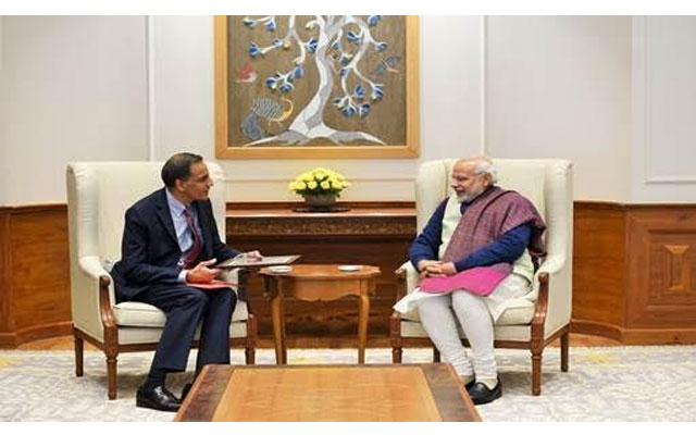 Outgoing US Ambassador to India Richard Verma meets PM Modi