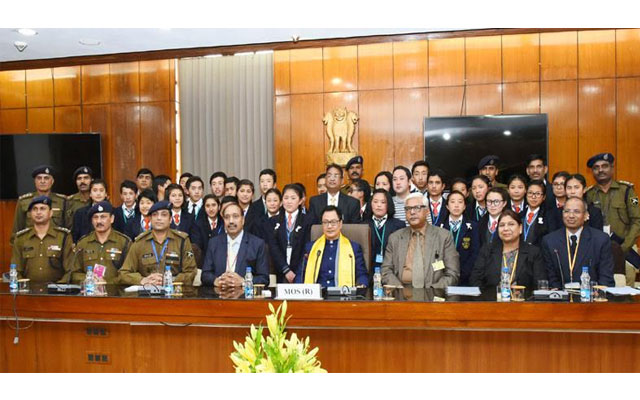 Group of students from Sikkim call on MoS (Home) Kiren Rijiju