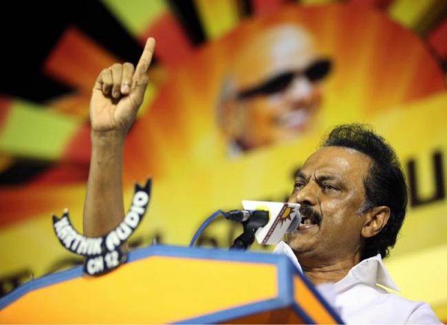 DMK leader M K Stalin lashes out at centre for imposing Hindi language