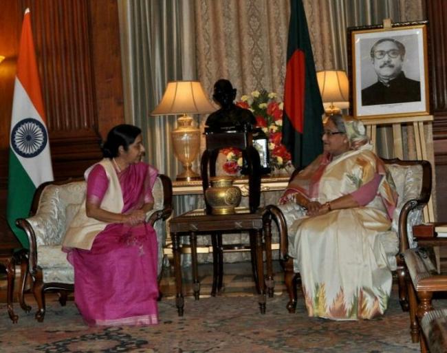 Sushma Swaraj meets Sheikh Hasina