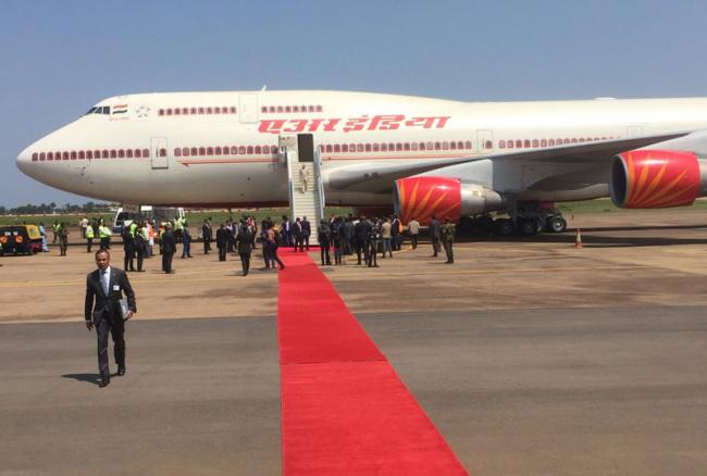 Prime Minister Narendra Modi arrives in Uganda