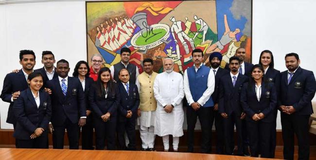 PM Modi interacts with Table Tennis Medal winners of Commonwealth Games- 2018
