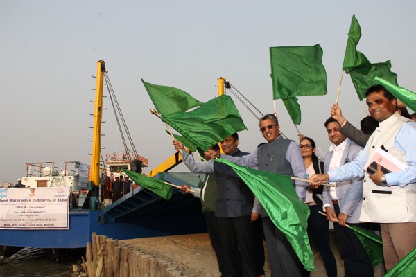 IWAI Vice-Chairman flags off ro-ro vessel MV Sankardev at Kolkata