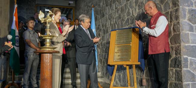 UN chief inaugurates new UN headquarters in Indian capital, as official visit gets underway