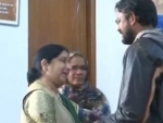 Freed Indian national Hamid Ansari meets Sushma Swaraj