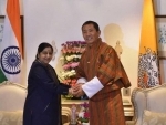 Sushma Swaraj calls on Bhutan PM Lotay Tshering