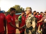 Friendly volleyball match between BSF and BGB held in Meghalaya