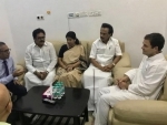 Rahul Gandhi meets Karunanidhi in hospital, wishes him speedy recovery