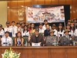 School Students from seven North-eastern States call on MoS ( Home) Kiren Rijiju