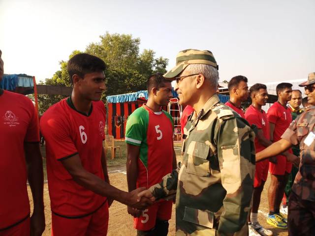 Friendly volleyball match between BSF and BGB held in Meghalaya