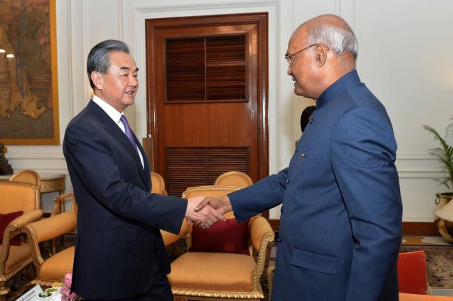 Foreign Minister Wang Yi of China calls on the President Kovind