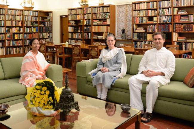 Mamata Banerjee meets Rahul Gandhi, Sonia Gandhi, says BJP is nervous about 2019 polls