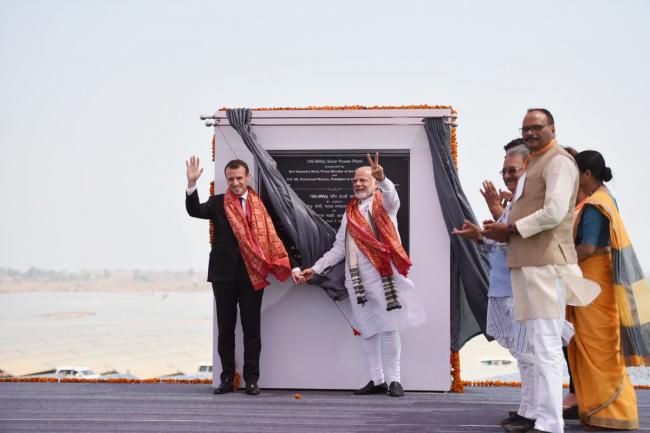 Prime Minister Narendra Modi, French President Emmanuel Macron inaugurate solar power plant in Uttar Pradesh