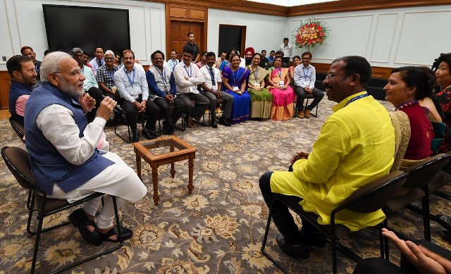 PM Narendra Modi interacts with the awardees of National Teachersâ€™ Awards