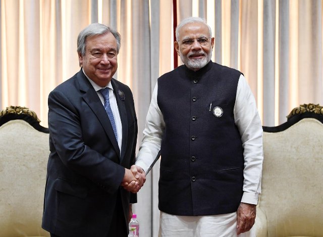 Prime Minister Narendra Modi meets Antonio Guterres 