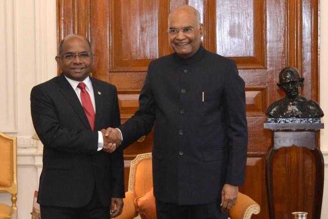 Foreign Minister of Maldives Abdulla Shahid calls on the President Ram Nath Kovind