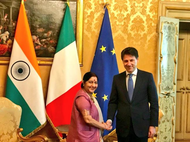 Sushma Swaraj visits Rome, commences four-nation official visit