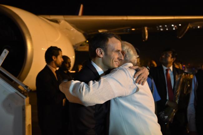 Prime Minister Narendra Modi welcomes French President Emmanuel Macron to India 