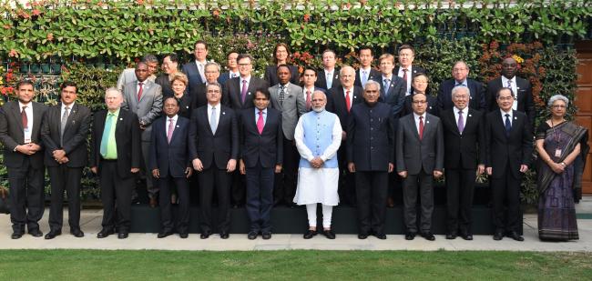 Ministers, denior dignitaries attending Informal WTO Ministerial meeting call on PM Modi