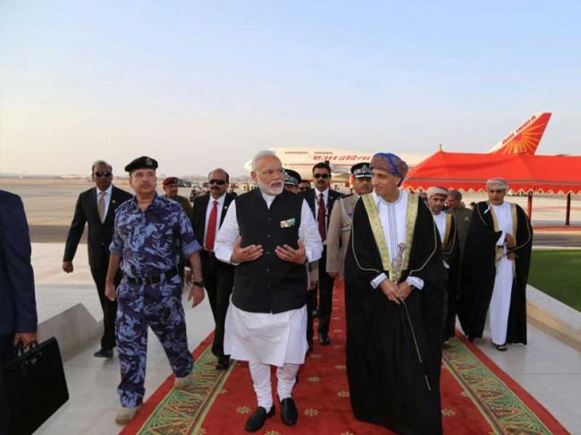 Indian Prime Minister Narendra Modi arrives in Oman 
