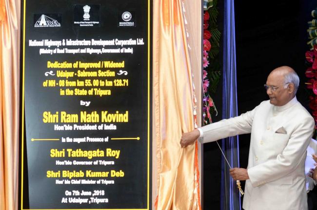 President of India inaugurates 73-km long national highway in Tripura