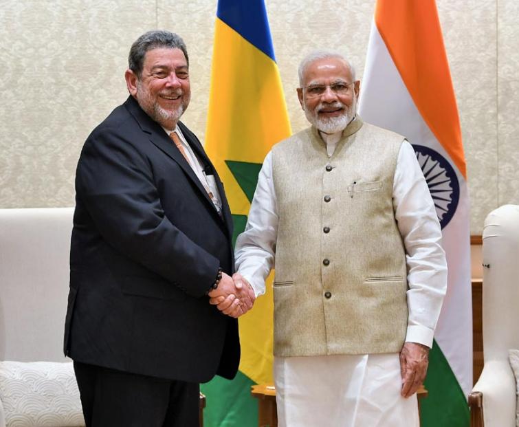 PM Modi meets PM of St. Vincent and Grenadines