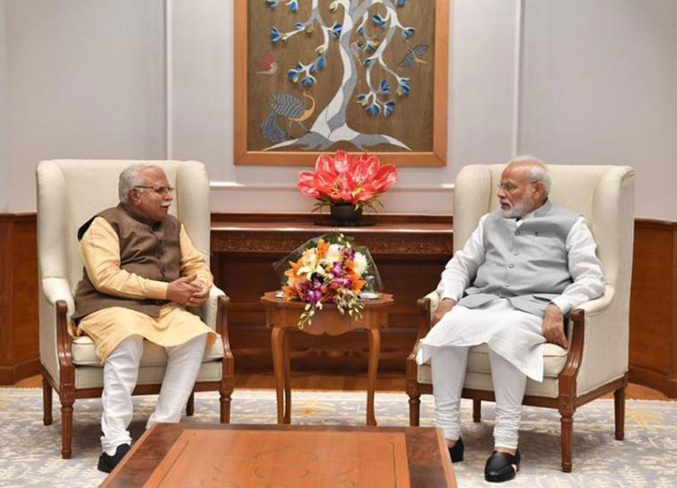 Haryana CM Manohar Lal meets Indian PM Narendra Modi
