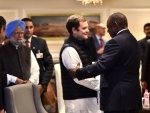 South African President Cyril Ramaphosa meets Congress leaders Rahul Gandhi, Manmohan Singh