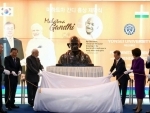 PM Narendra Modi unveils bust of Mahatma Gandhi at Yonsei University in Seoul 