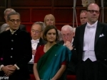 Dressed in Bengali attire, Abhijit Banerjee along with wife Esther Duflo receives Nobel Prize