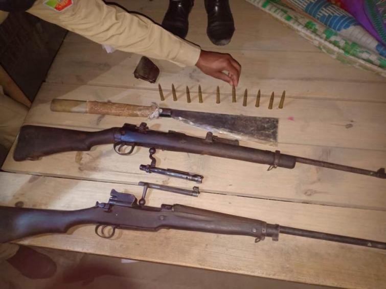 Assam: Two 303 rifles with ammunition recovered from rhino poacher house