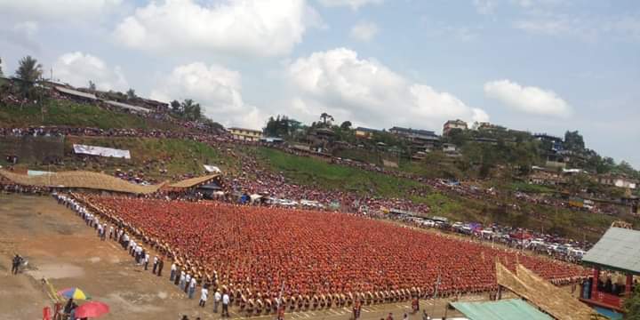 Around 5000 Konyak women participate in a traditional dance in Nagaland