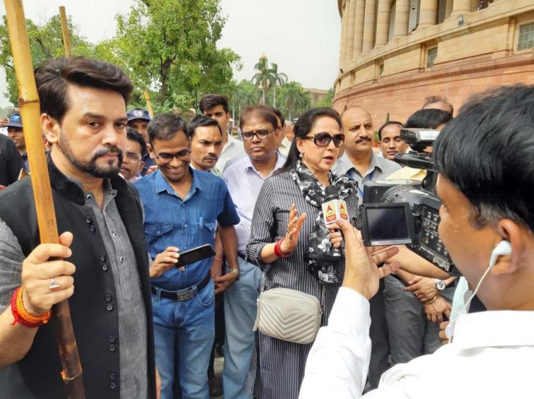 With broom in hand, BJP MP Hema Malini participates in cleanliness drive at Parliament