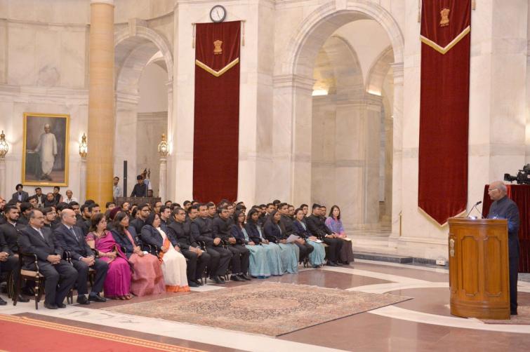 Officer trainees of the Indian Revenue Service call on the President Kovind