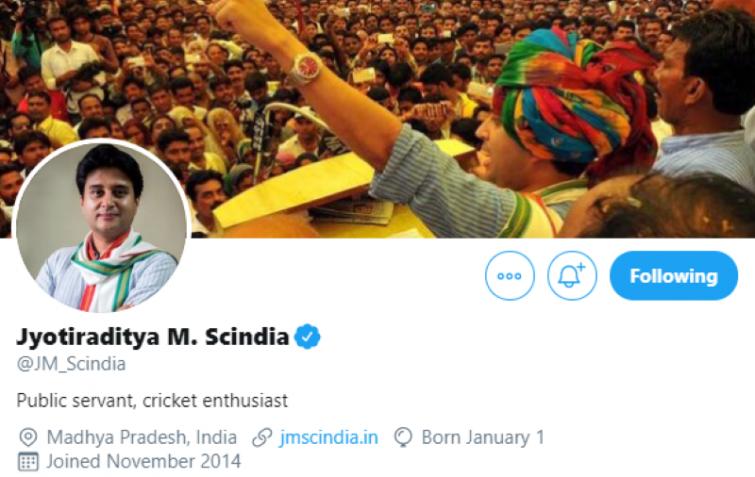 Ridiculous commotion: Scindia tweets over his Twitter bio change moveÂ 