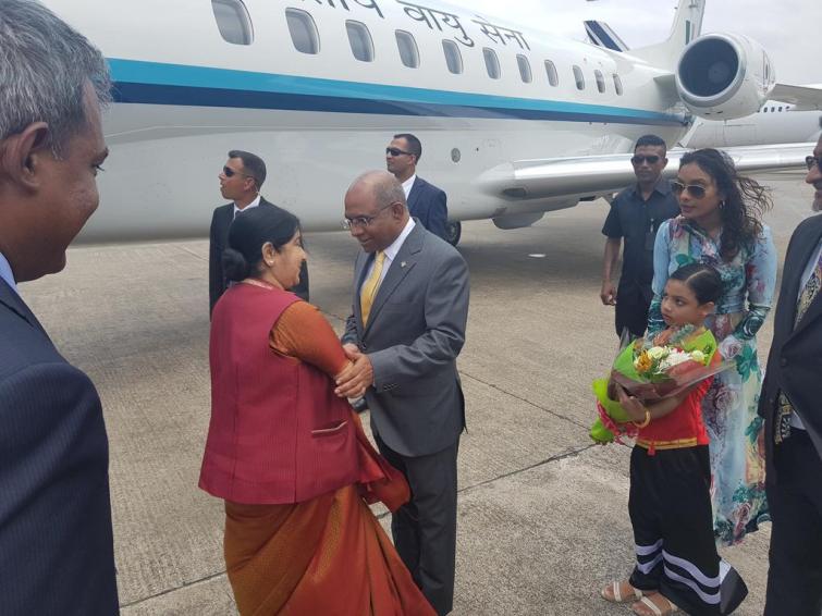 Sushma Swaraj reaches Maldives 