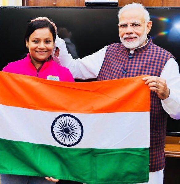 Indian Prime Minister Narendra Modi congratulates Arunima Sinha for successfully climbing Mount Vinson 