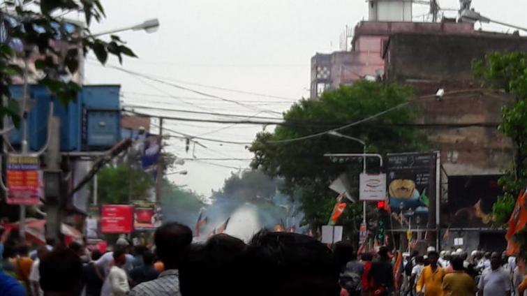 Police teargas, use water cannons to disperse Bengal BJP march towards Lalbazar police hdq to protest killings 