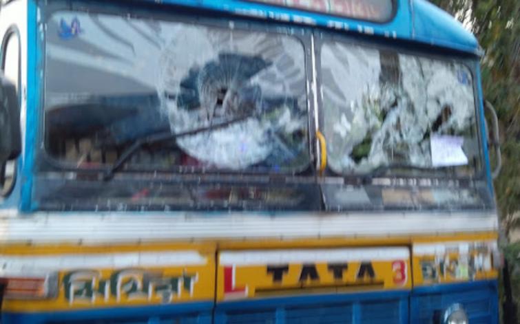 (Bus vandalised allegedly by TMC)