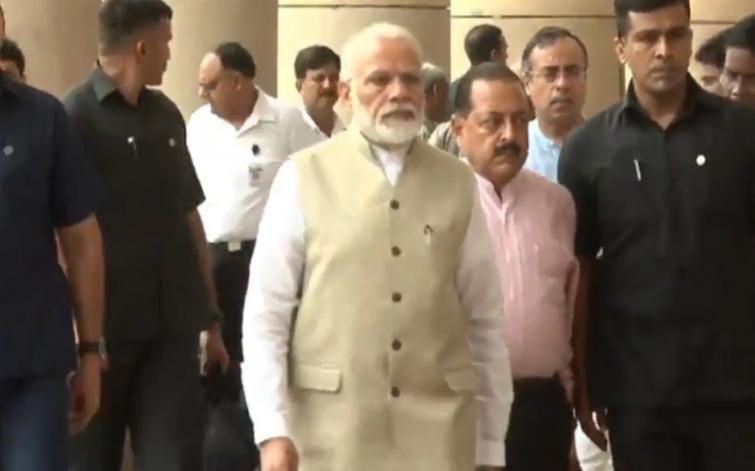 PM Modi arrives in parliament ahead of budget